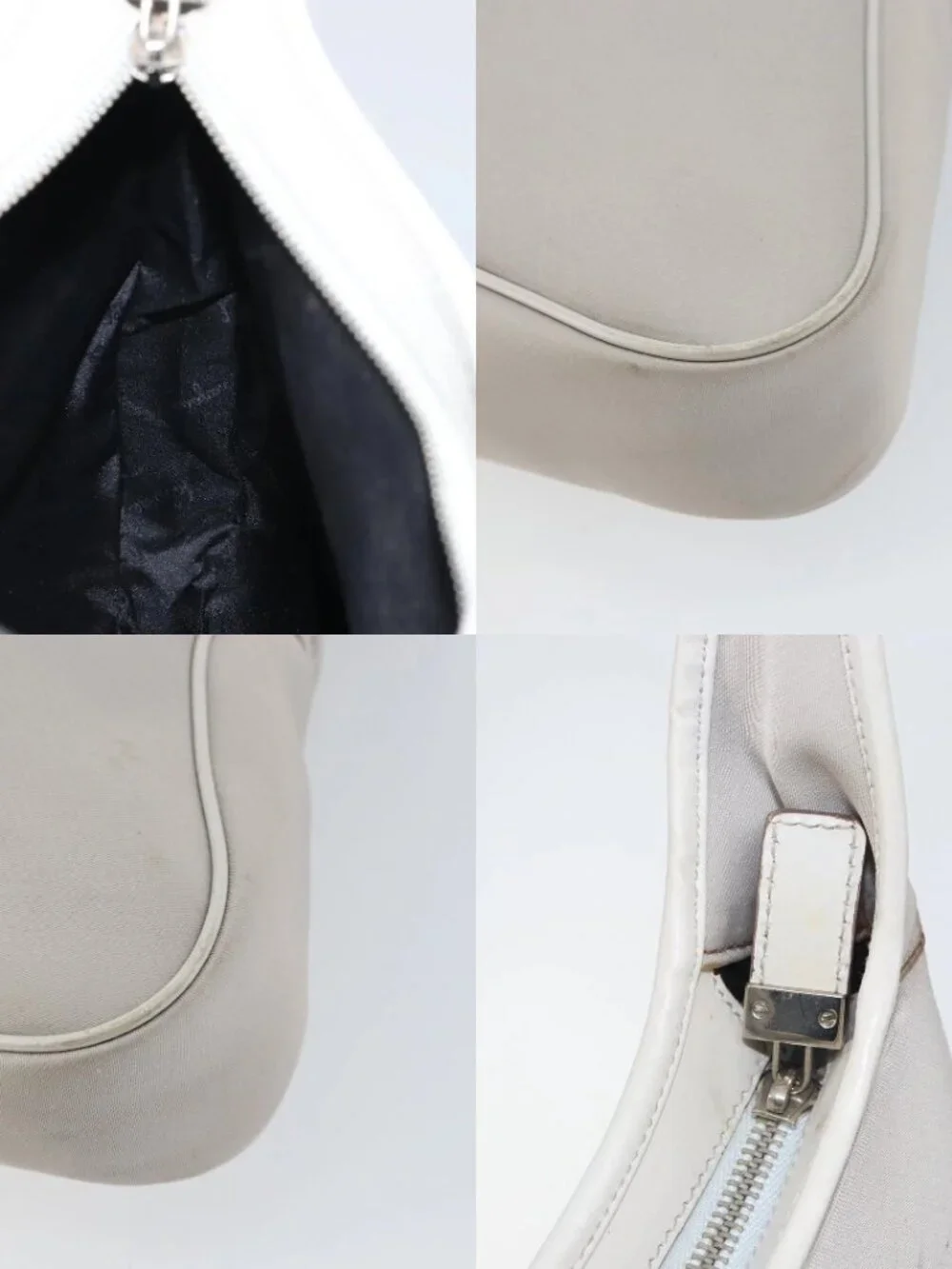 Salvatore Ferragamo Shoulder Bag Nylon Gray Silver Auth bs32334